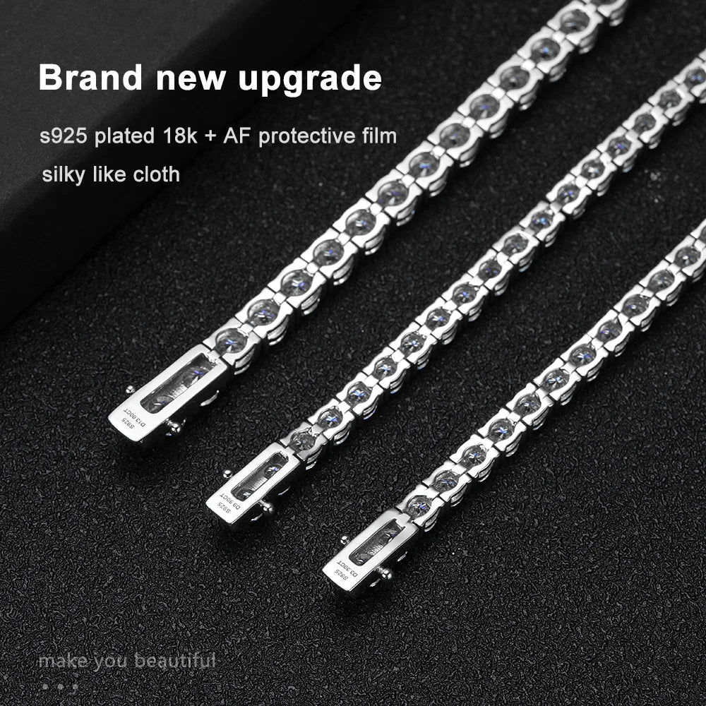 S925 Sterling Silver Moissanite Tennis Bracelet