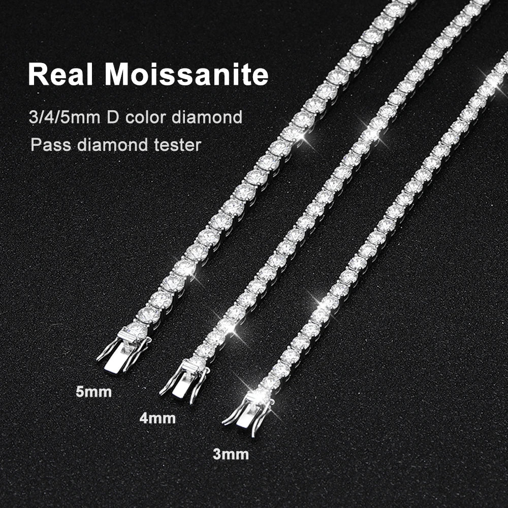 S925 Sterling Silver Moissanite Tennis Bracelet
