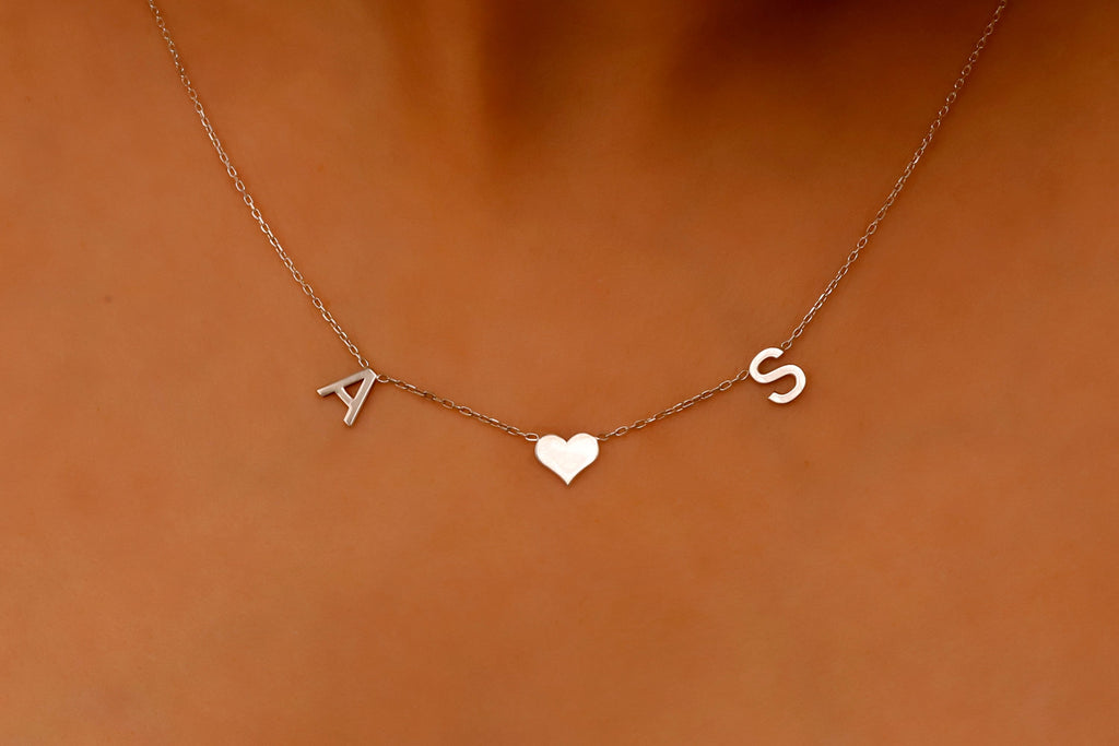 Initial Heart Necklace | 14K Gold Letter Pendant | Delicate Personalized Jewelry for Women