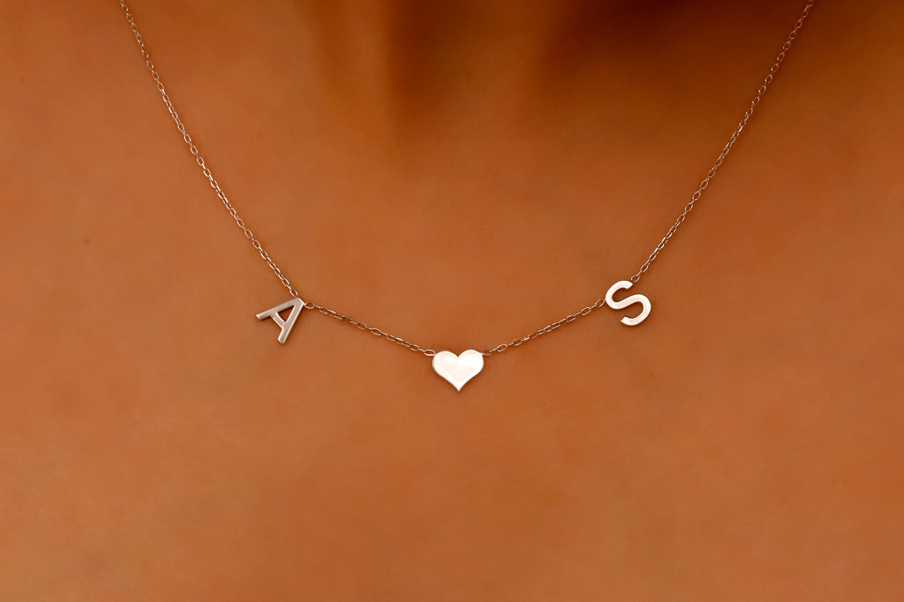Initial Heart Necklace | 14K Gold Letter Pendant | Delicate Personalized Jewelry for Women